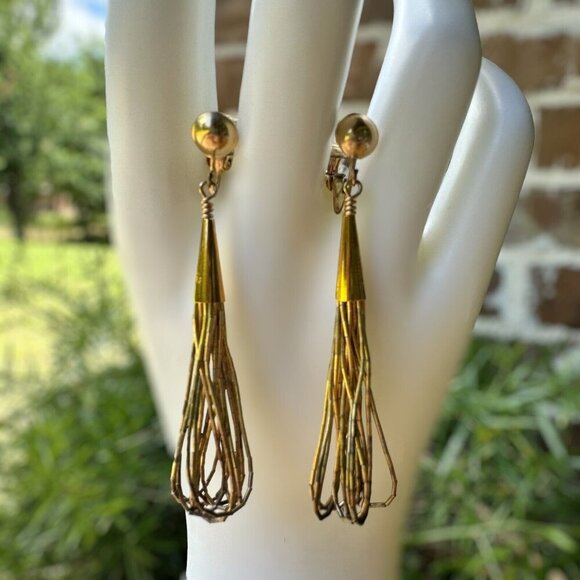 VTG Zuni Liquid Silver‎ Gold Plated Bracelet + Earrings Stamped Sterling & LC - Picture 2 of 12